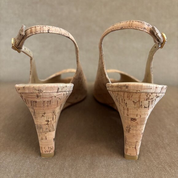 NEW Stuart Weitzman Natural Cork Slingback Wedge NWOT - Picture 5 of 6